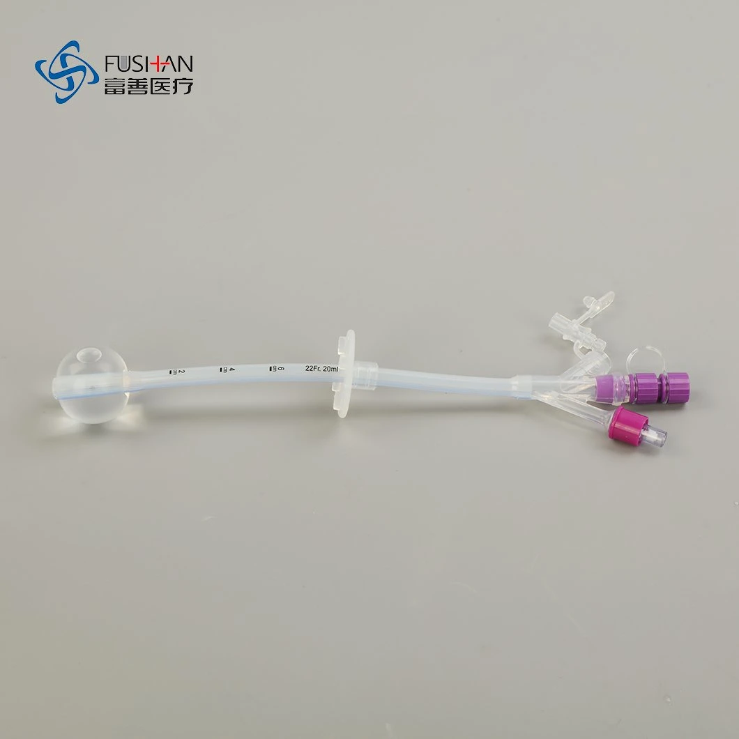 Fushan Medical Consumables Hospital Used Silicone Gastrostomy Tube for Peg Feeding Tube CE ISO13485 China Manufacturer (12/14/16/18/20/22/24FR)