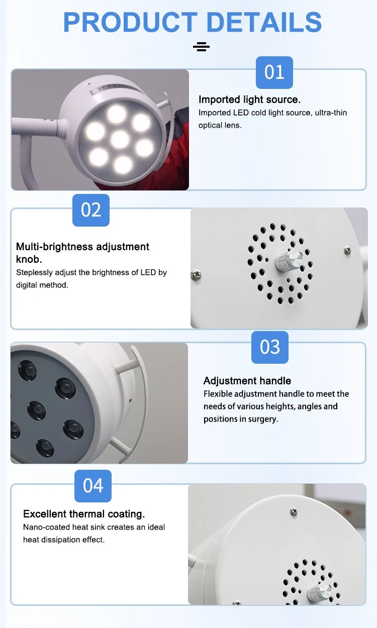 Medical Instrument High Illumination Portable Moveable Surgical Auxiliary Light Examination Operating Lamp for Hospital and Clinic Use