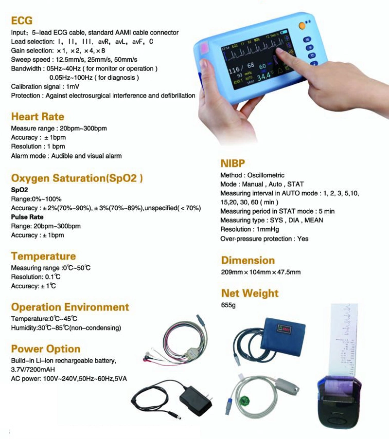 My-C001 Health Care Handheld Monitor for Patient Monitoring