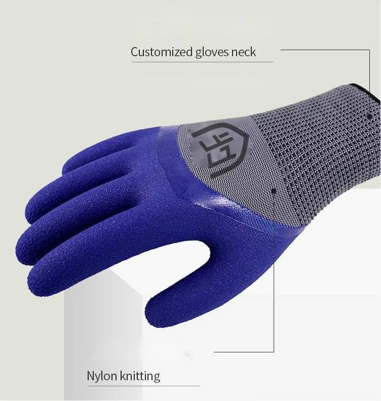 Rubber Gloves 10/13G Shell Homemade Orange Latex Coated Crinkle Safety Work Gloves Personal Protective Equipment