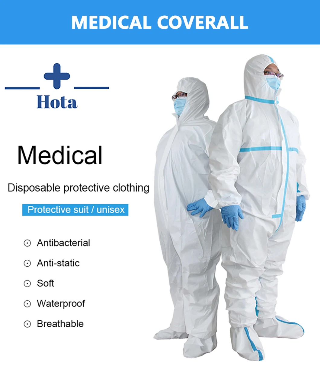 Medical Use Protection Isolation Gown OEM Protective Clothing Blue Safety Work Coverall