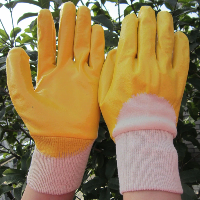 Nitrile Dipped Gloves Labor Protective Safety Work Glove Yellow